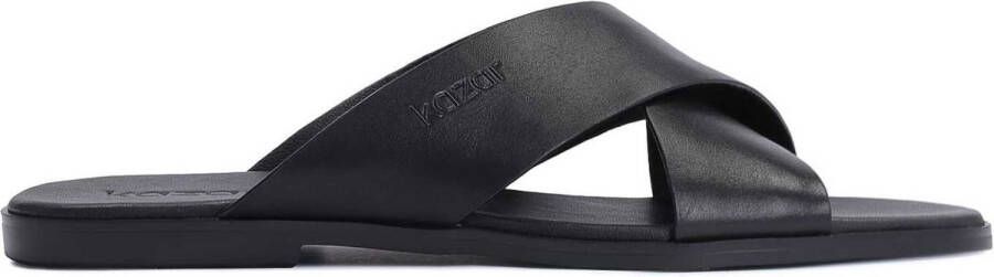 Kazar Zwarte Leren Casual Slides Black Heren