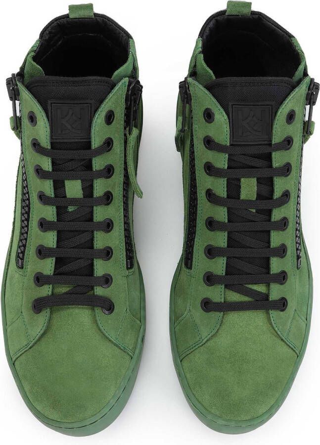 Kazar Heren sneakers van groen suède met hoog bovenwerk