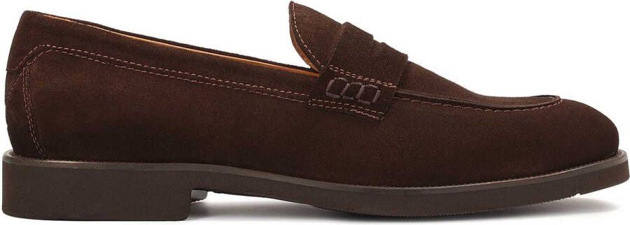 Kazar Bruine Suède Loafers met Blauwe Accenten Brown Heren