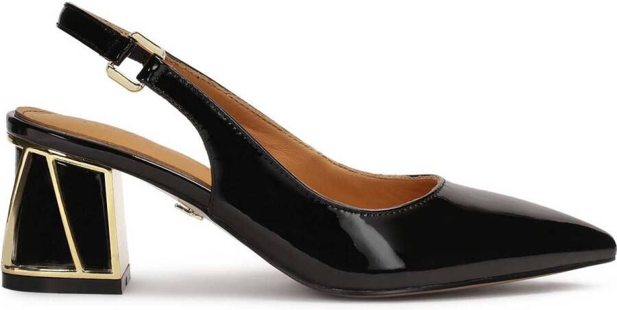 Kazar Gelakte pumps met open hiel en versierde hiel Black Dames