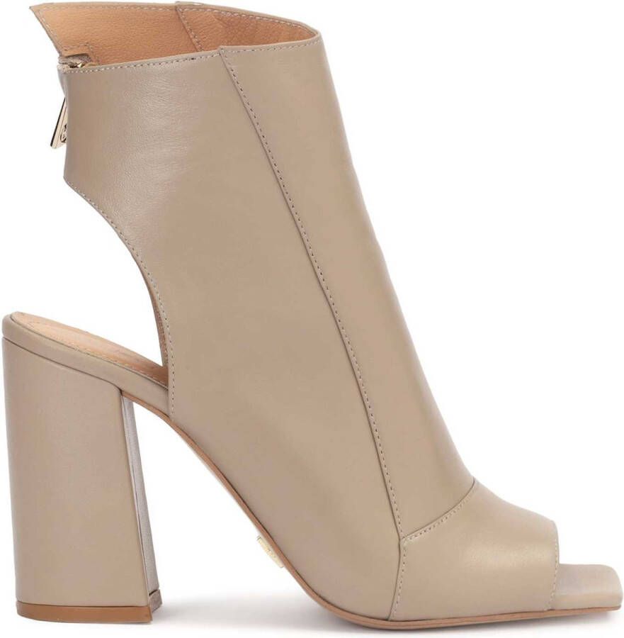 Kazar Ladies' beige peep-toe booties on a wide hee