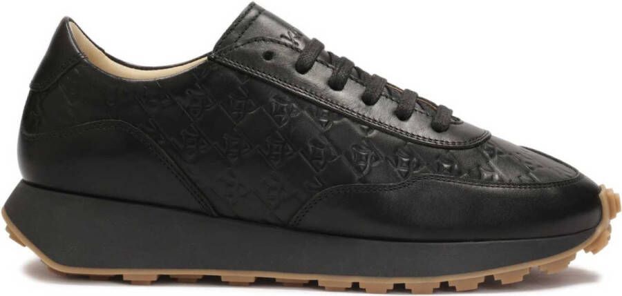 Kazar Dames leren sneakers met een geribbelde zool Black Dames