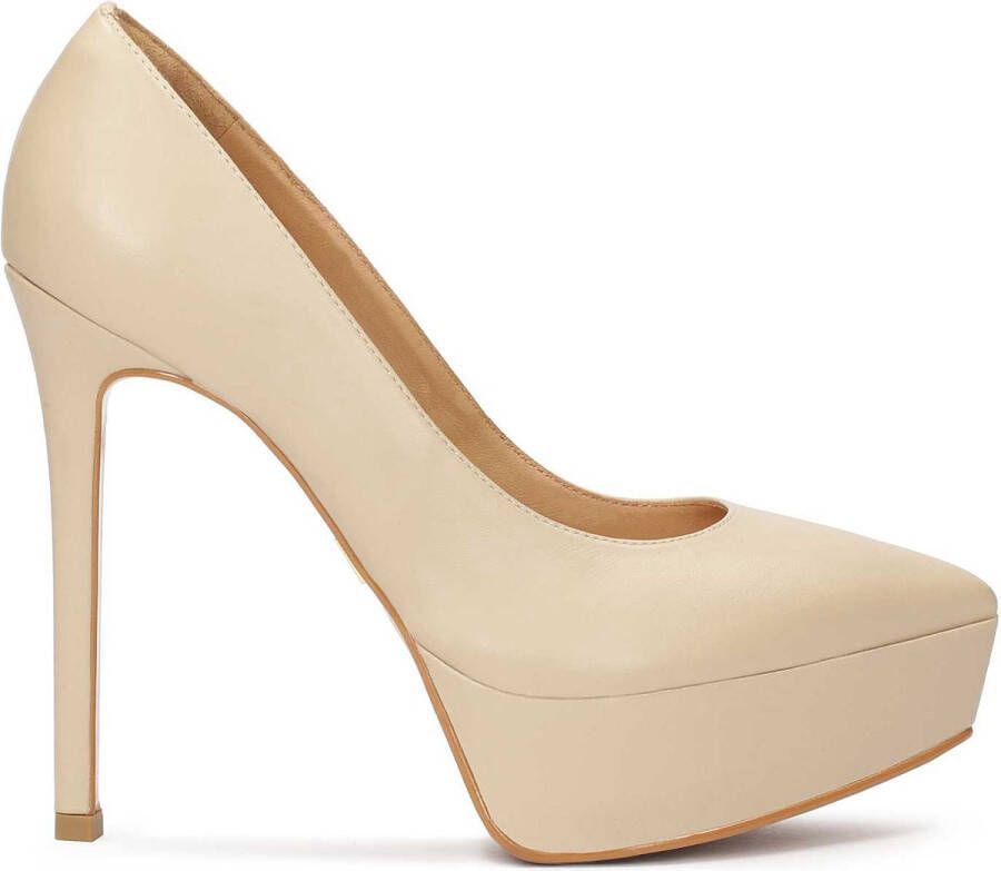 Kazar Leren hoge stiletto pumps met plateau Beige Dames