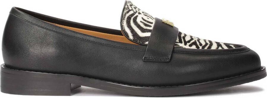 Kazar Leren loafers met natuurlijk haar in een zebra patroon Black Dames