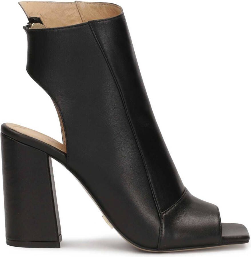 Kazar Leren peep-toe enkellaarsjes met een open neus en hiel Black Dames