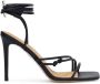 Kazar Geveterde leren sandalen met decoratieve knopen Black Dames - Thumbnail 1