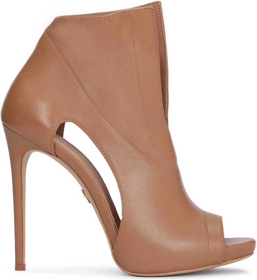 Kazar Lichtbruine peep toe enkellaarsjes met uitsparingen in de bovenkant Brown Dames