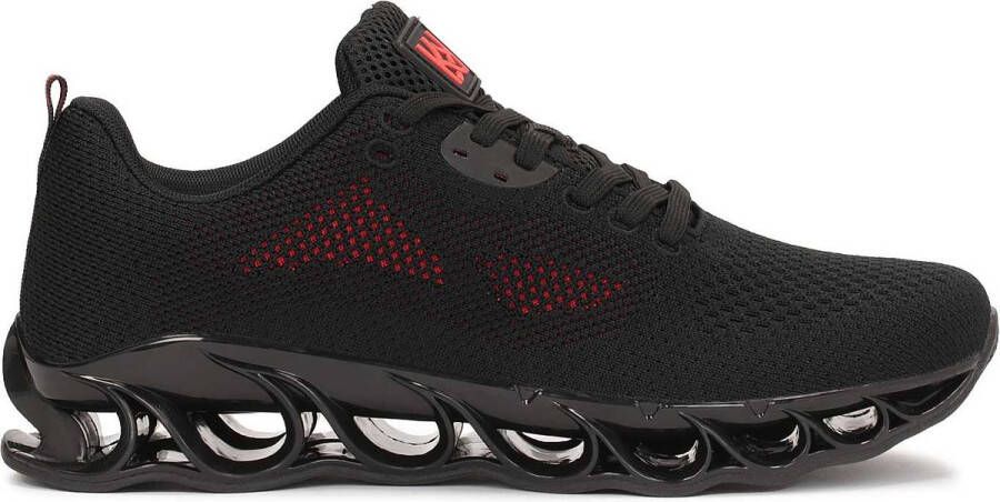 Kazar Lichtgewicht Zwarte Mesh Sneakers Black Heren