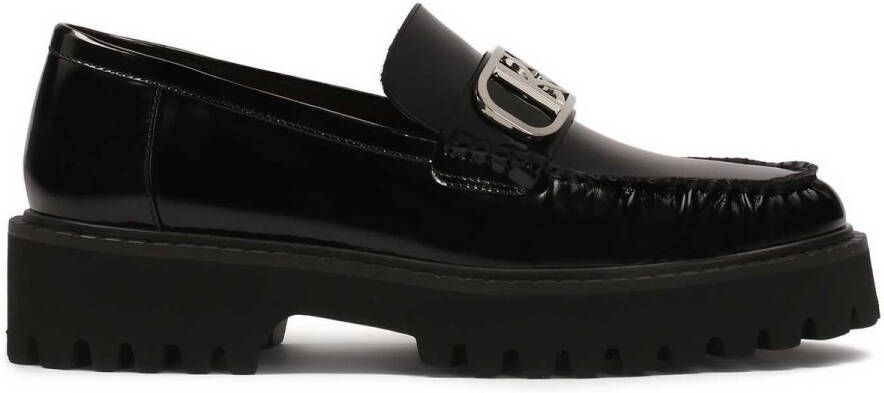 Kazar Loafers met chunky zool en gekreukeld bovenwerk Black Dames