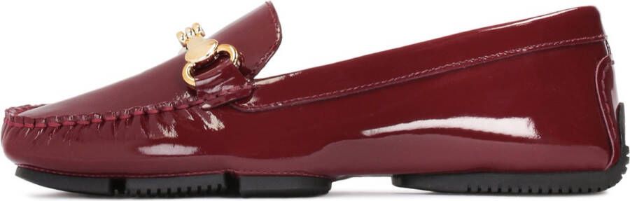 Kazar Maroon Gelakte Mocassins met Comfort Inlegzool Brown Dames