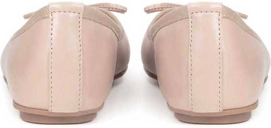 Kazar Nude leren ballerina's met strik en metalen label Beige Dames