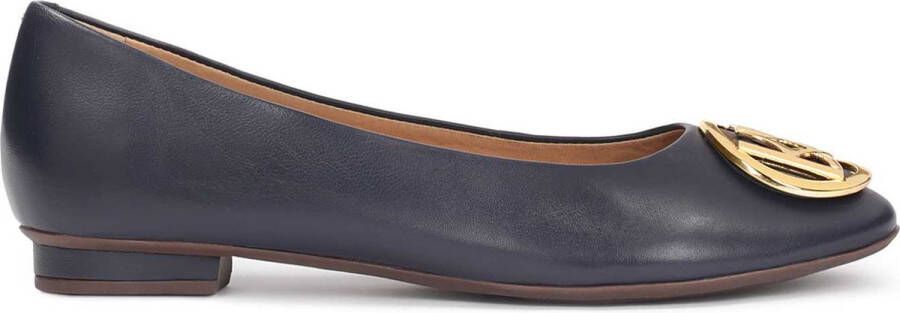 Kazar Navy blue ballerinas embellished with a metallic monogram