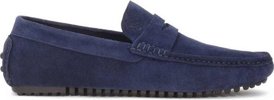 Kazar Marineblauwe suède penske moccasins op een gegroefde zool Blue Heren