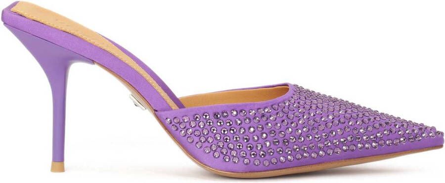 Kazar Purple mules with square sole and pointed nose