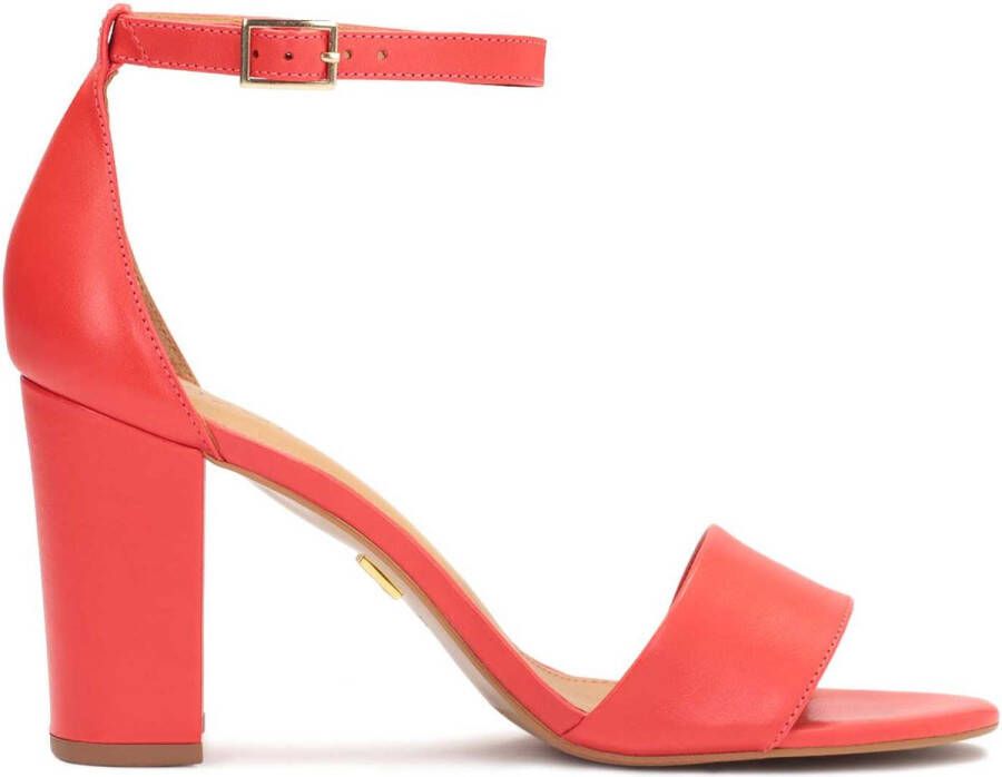 Kazar Red leather sandals on a wide heel