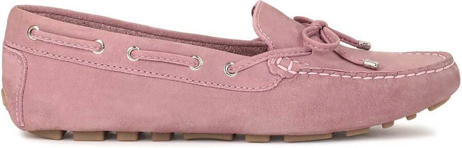 Kazar Dames roze mocassins met leren koord en strik Pink Dames