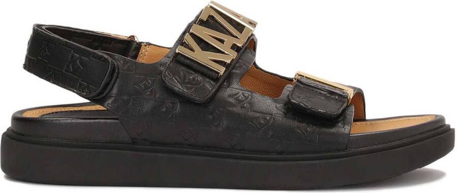 Kazar Sandalen versierd met metalen letters en reliëf Black Dames