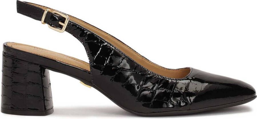 Kazar Halfopen pumps in reliëf lakleer Black Dames