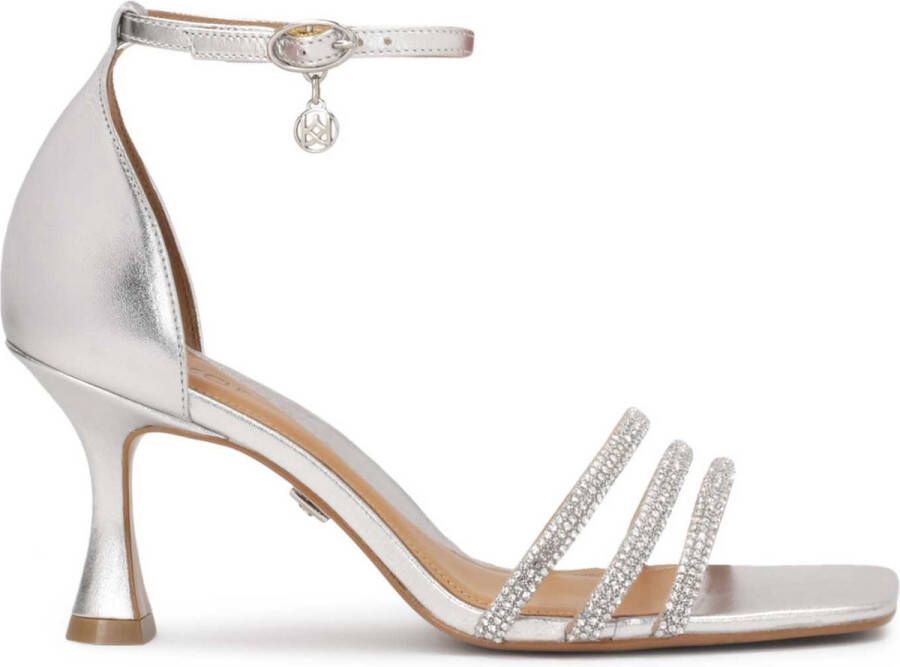 Kazar Silver leather sandals with a covered heel