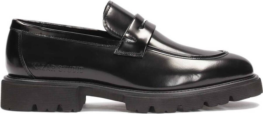 Kazar Studio Zwarte leren heren penny loafers Black Heren