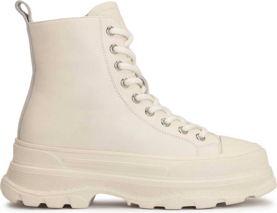 Kazar Dames off-white platte enkellaarsjes met veters Beige Dames