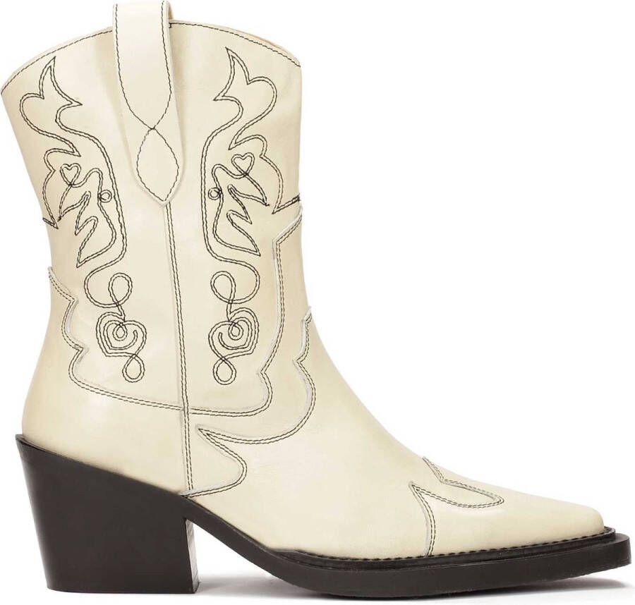 Kazar Cowboy Style Leren Laarzen met Shearling Hak White Dames