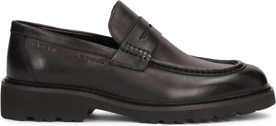 Kazar Studio Men's natural leather loafers in black color