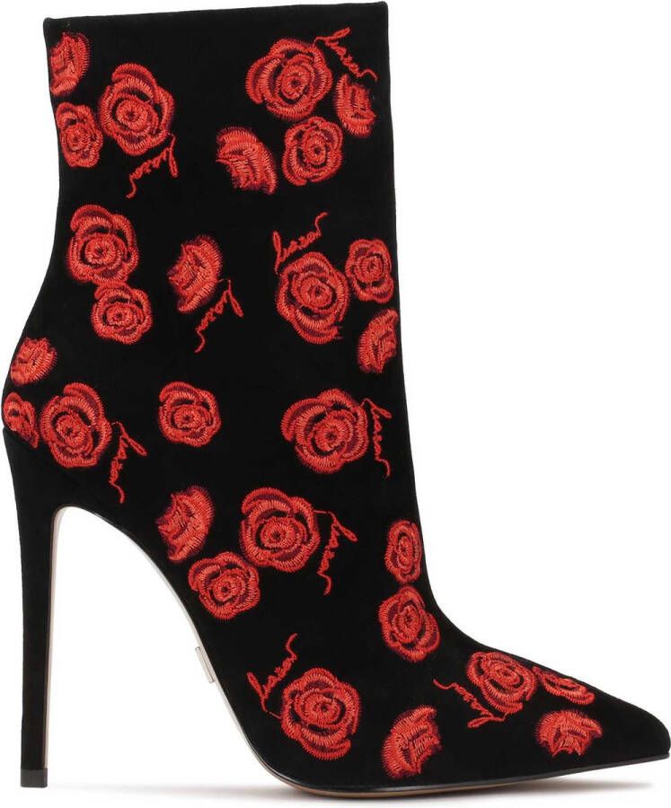 Kazar Suede boots with embroidered red flowers