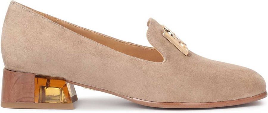 Kazar Suède halfhoge schoenen met een versierde hak Beige Dames