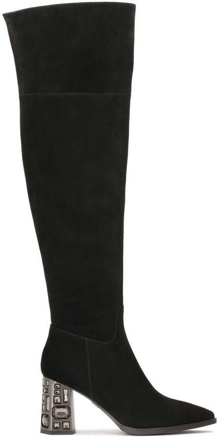 Kazar Suede musketiers met een versierde hak Black Dames