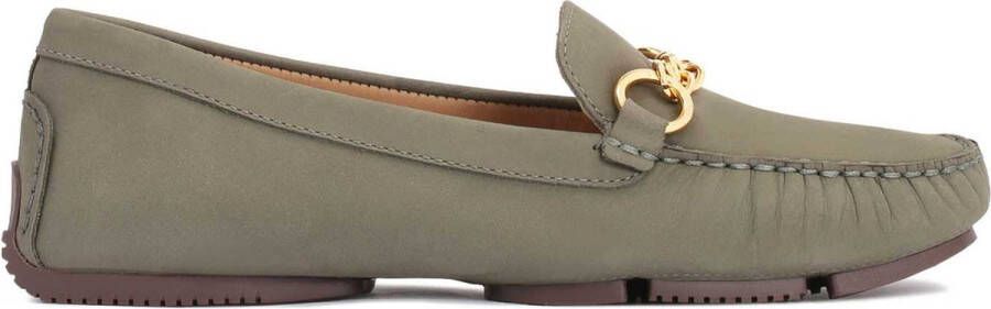 Kazar Groene Nubuck Mocassins met Metalen Decoratie Green Dames