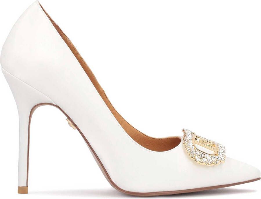 Kazar White wedding pumps with a sparkly zirconia decoration