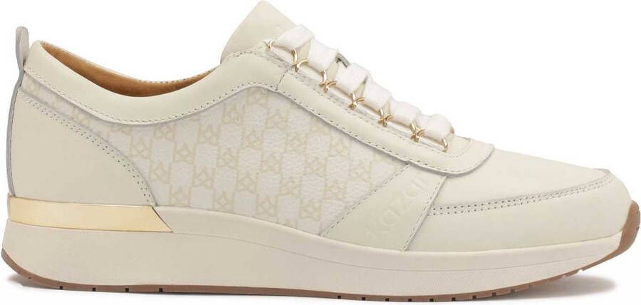 Kazar Dames witte en beige sneakers White Dames