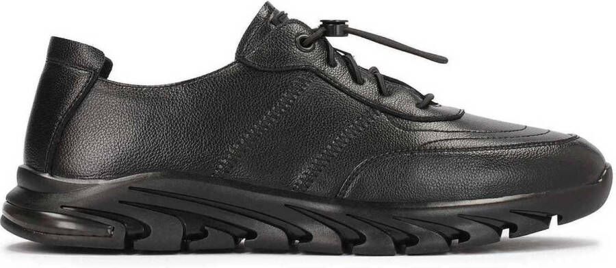 Kazar Zwarte leren herensneakers met een futuristische zool Black Heren