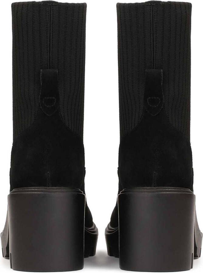 Kazar Zwarte Suède Booties met Sok Bovenkant Black Dames