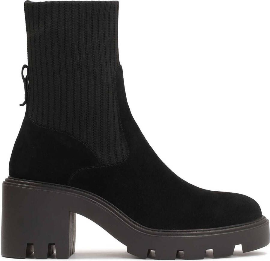 Kazar Zwarte Suède Booties met Sok Bovenkant Black Dames