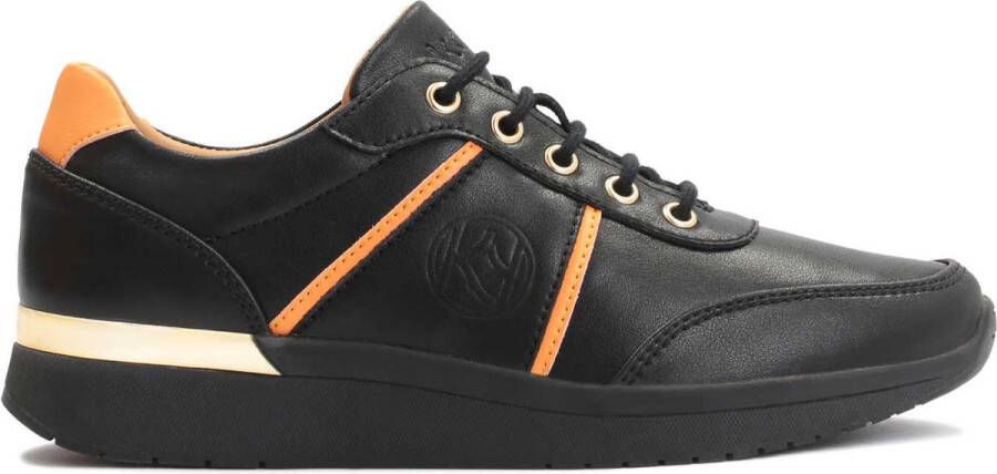 Kazar Zwarte Sneakers met Oranje Accenten Black Dames