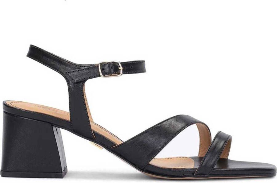 Kazar Zwarte leren sandalen om de enkel geregen Black Dames