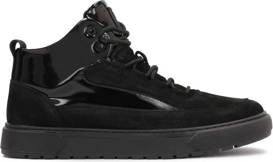 Kazar Zwarte Leren Sneakers met Glanzende Elementen Black Heren