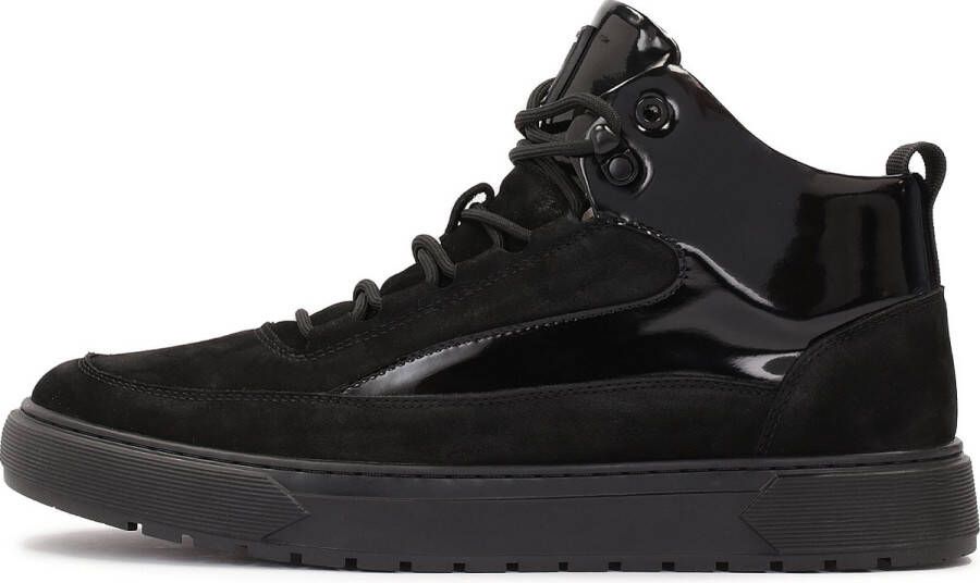 Kazar Zwarte Leren Sneakers met Glanzende Elementen Black Heren