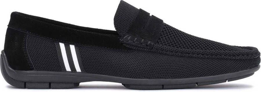 Kazar Heren zwarte stoffen mocassins met suède elementen Black Heren