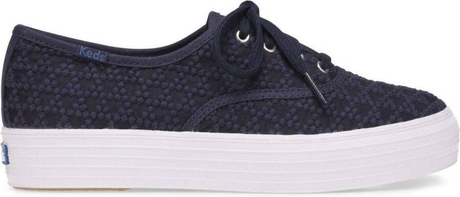 Keds Dames Veterschoenen Triple Embroidered Triangle Navy Blauw