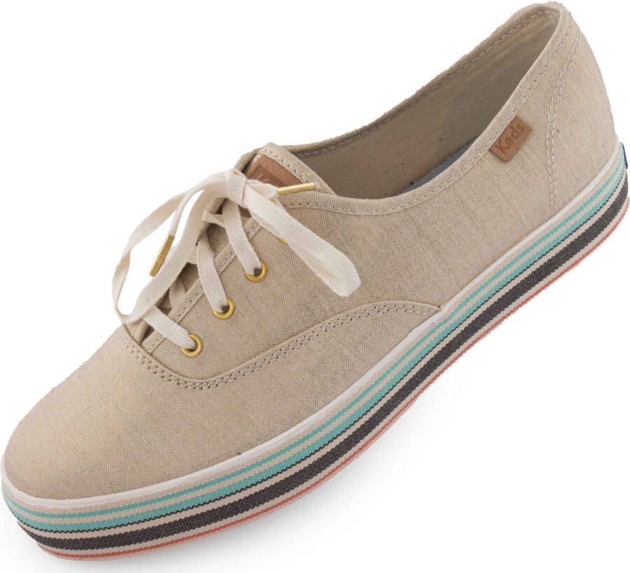 Keds Women's Shoes Wms Triple Stripe Foxing Line Natural Gold