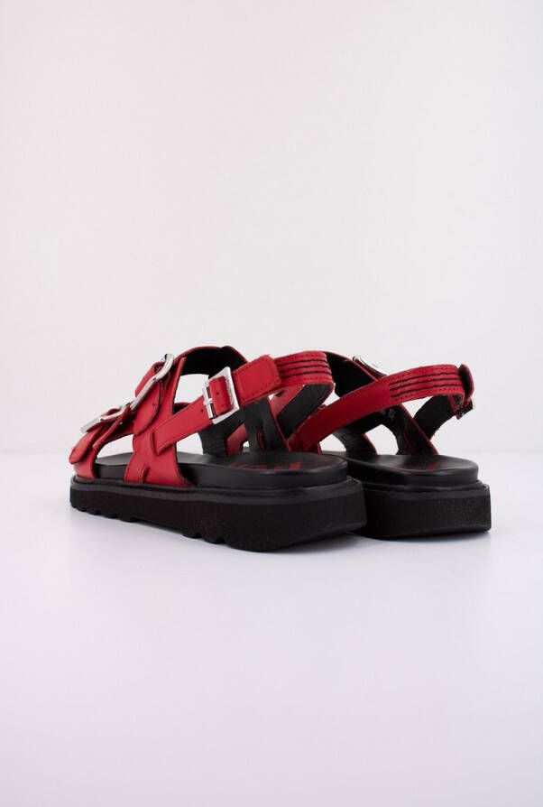 Kickers Comfort Leren Sandalen Neosummer Gesp Red Dames