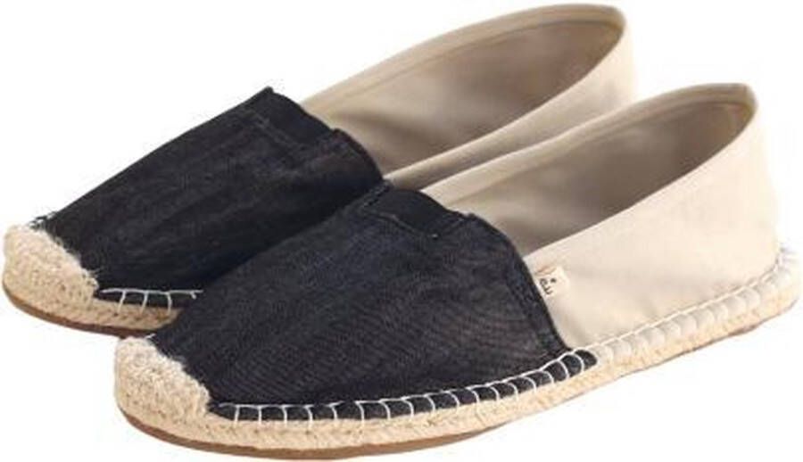 Kingdom of Wow Espadrilles Dames Zwart Beige Vegan Handgemaakt