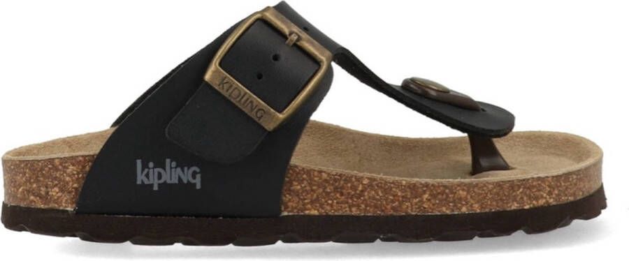 Kipling Juan 4 leren teenslippers zwart Jongens Leer 37 - Foto 2