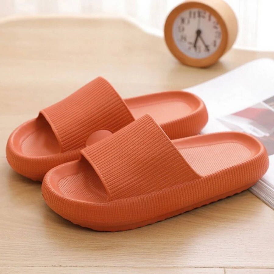 Klikkopers Cloud Slides Slippers Badslippers Sloffen Verdikte Lichtgewicht Super Zacht aan je Voeten Anti-Slip Oranje