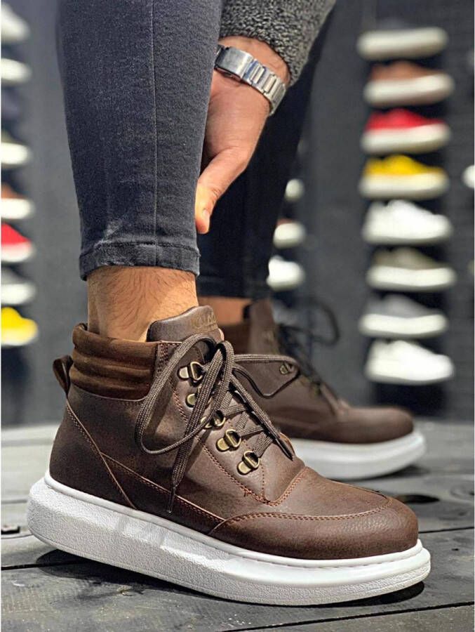 Knack Heren Sneaker bruin hoge sneakers schoenen comfortabele - Foto 1