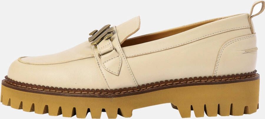 Kunoka EMMY loafer beige and white Loafers Dames Ivoor wit Bruin