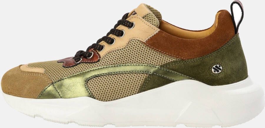 Kunoka IZZI platform sneaker mercury Sneakers Dames Groen Beige Bruin